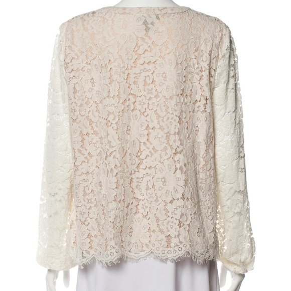 RACHEL ZOE Lined Lace Button Front Blouse  | Large - Picture 7 of 8